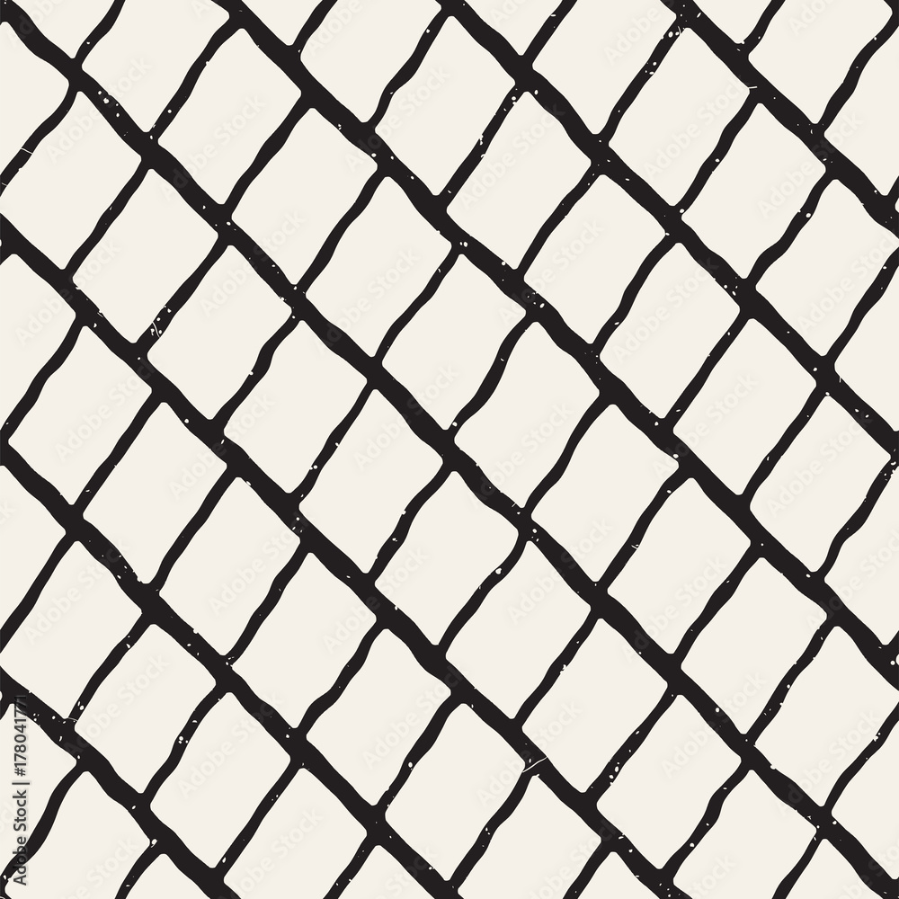 Fototapeta premium Seamless pattern with hand drawn brush strokes. Ink doodle grunge illustration. Geometric vector pattern.