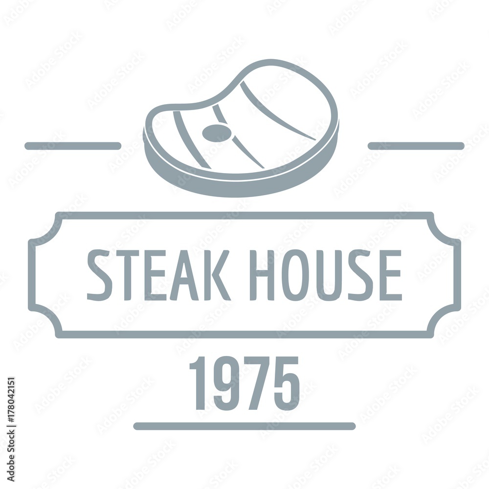 Steak house logo, simple gray style
