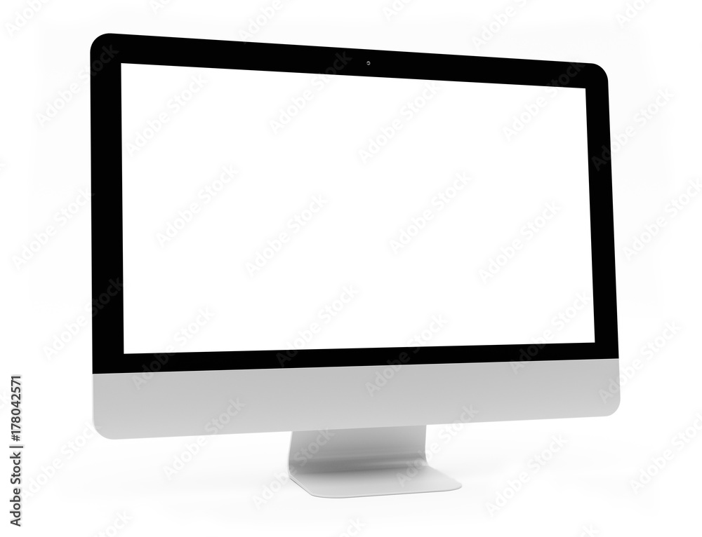 Modern computer screen on white background 3D rendering Modern computer screen on white background 3D rendering
