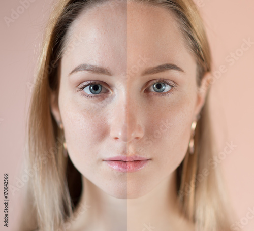 Foto Beauty concept - retouch before and after