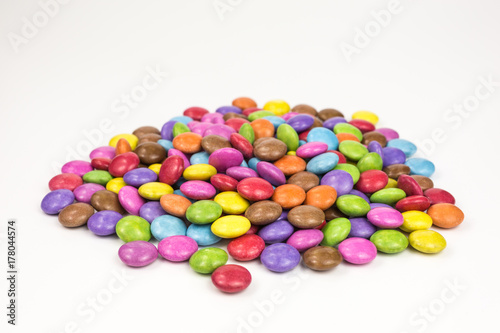 heap of multicolored sugar coated candies