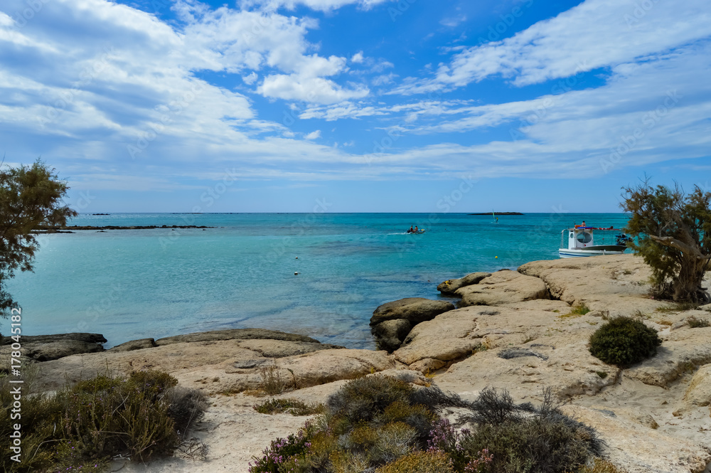 View From the sandy beach of Elafonisi View From the sandy beach of Elafonisi