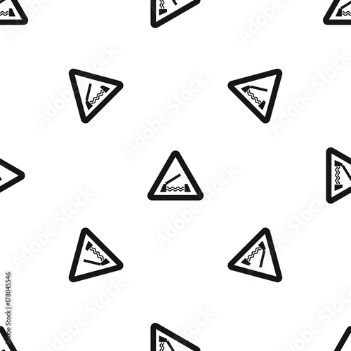 Free Download Lifting bridge warning sign pattern seamless black - GFXLoad