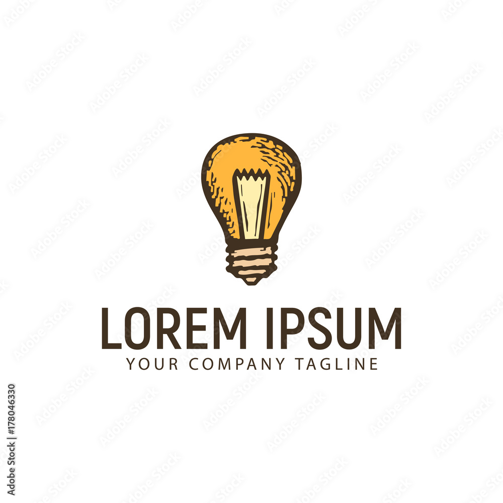 lamp hand drawn logo design concept template lamp hand drawn logo design concept template