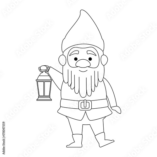 cute gnome with miner lamp character