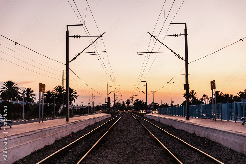 Railway tracks in the evening light, Metro to Monastir.