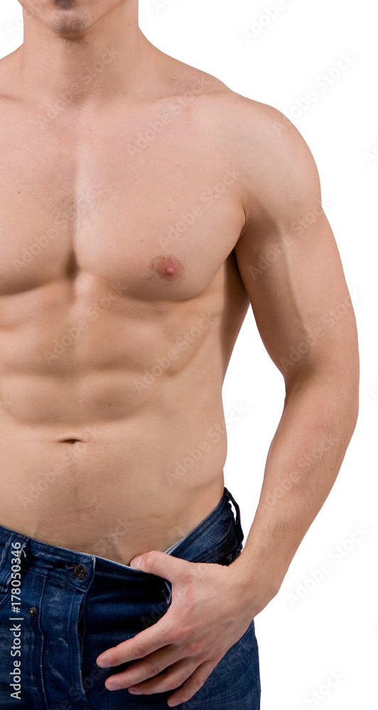 Uomo a torso nudo in jeans Stock Photo Adobe Stock