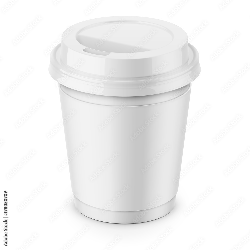 White paper coffee cup with lid template. White paper coffee cup with lid template.
