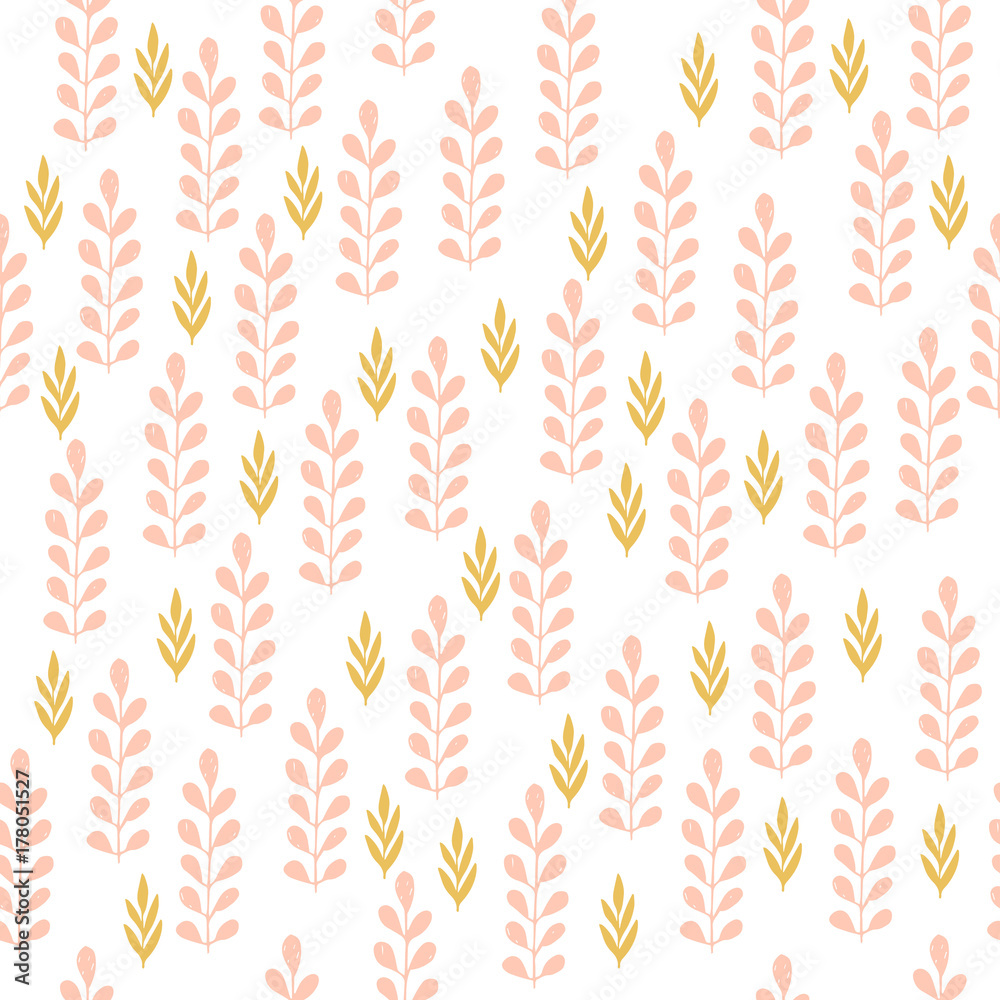 Cute herbs seamless pattern. Scandinavian background. Nature style.