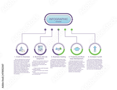 Presentation business infographic template with 5 options. Vector illustration.