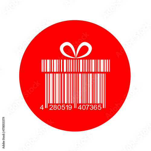 Icono plano codigo de barras regalo en circulo rojo