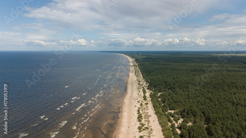 Vecaki Latvia Baltic Sea Seaside Aerial drone top