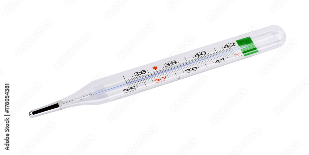 mercury thermometer, isolated on white background mercury thermometer, isolated on white background