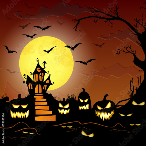 Halloween scary castle background