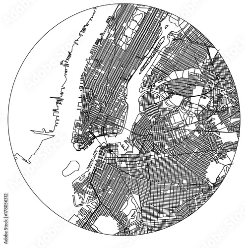 vector map of the New York City NY Manhattan, USA