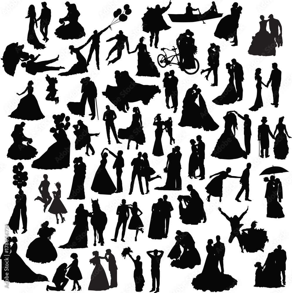 set of wedding silhouettes