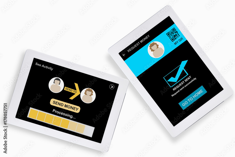 Obraz premium Financial technology and peer to peer transfer money concept and qr code idea