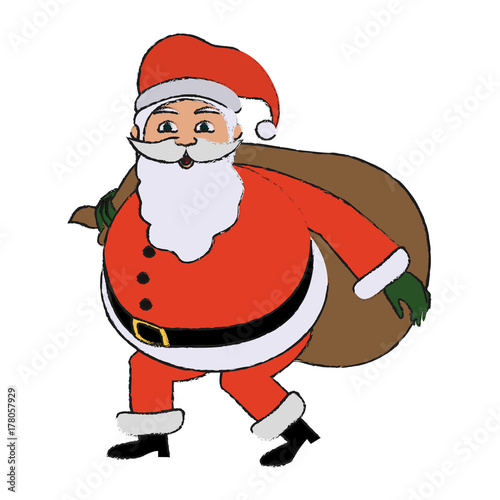 santa claus wearing sunglasses sneaking with gifts cartoon icon image vector illustration design