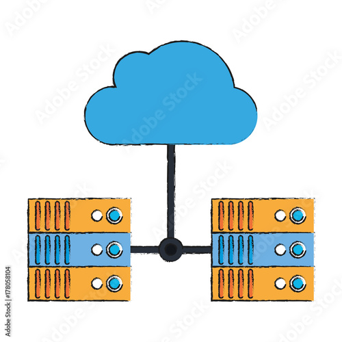 servers linked web hosting icon image vector illustration design