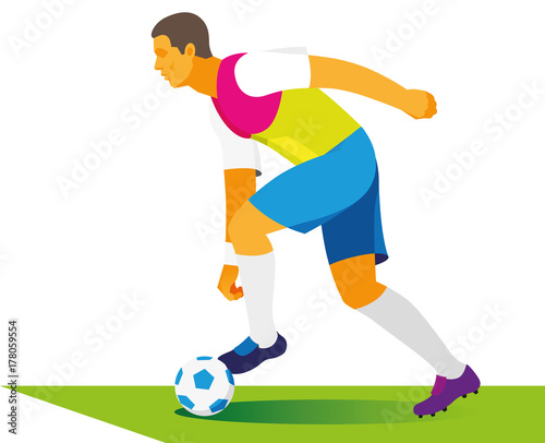 Young football forward demonstrates his unique dribbling