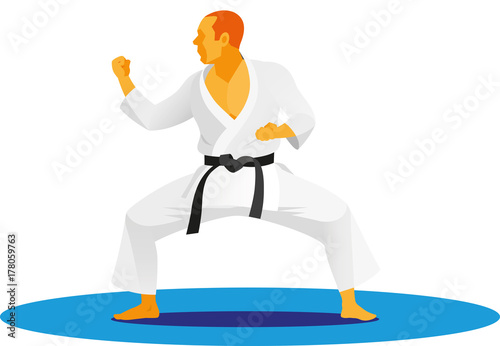 The karate master demonstrates his skill in performing kata