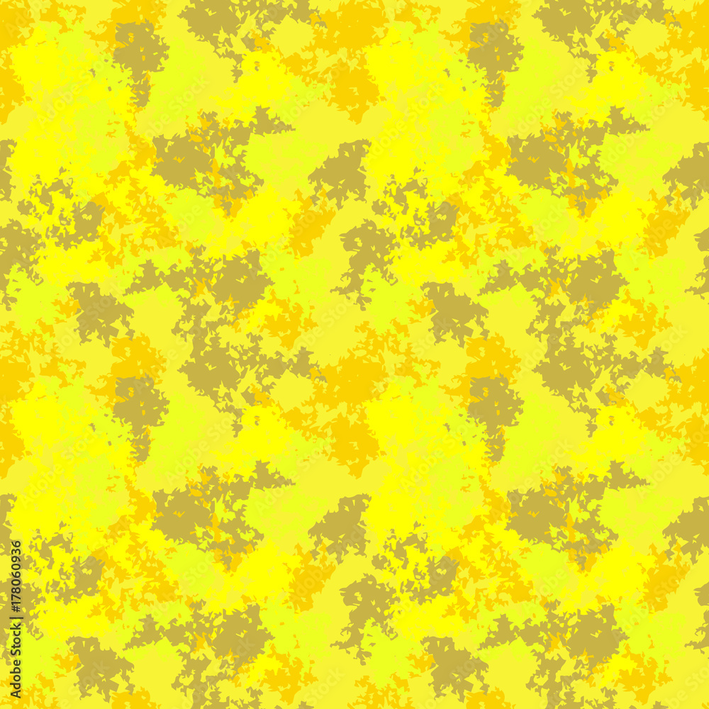 Yellow and khaki UFO camouflage is a bright seamless pattern that can be  used as neon camo print for clothing and background and backdrop or  computer wallpaper Stock Vector