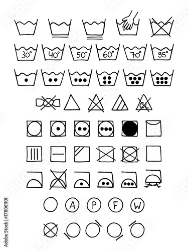 Doodle laundry symbols.