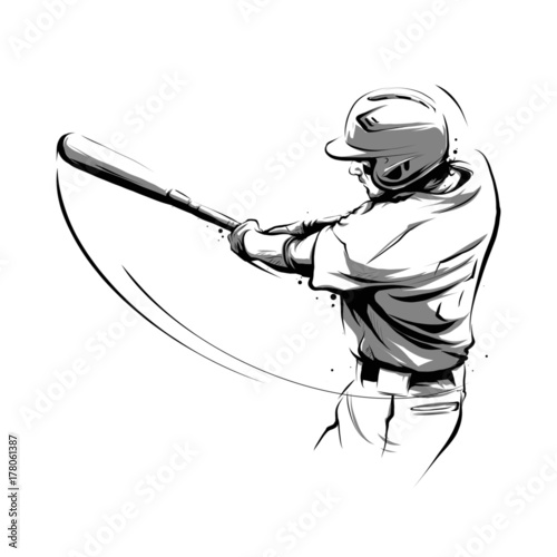 baseball player hitting ball