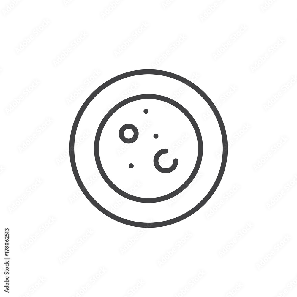 Soup plate line icon, outline vector sign, linear style pictogram isolated on white. Symbol, logo illustration. Editable stroke Soup plate line icon, outline vector sign, linear style pictogram isolated on white. Symbol, logo illustration. Editable stroke