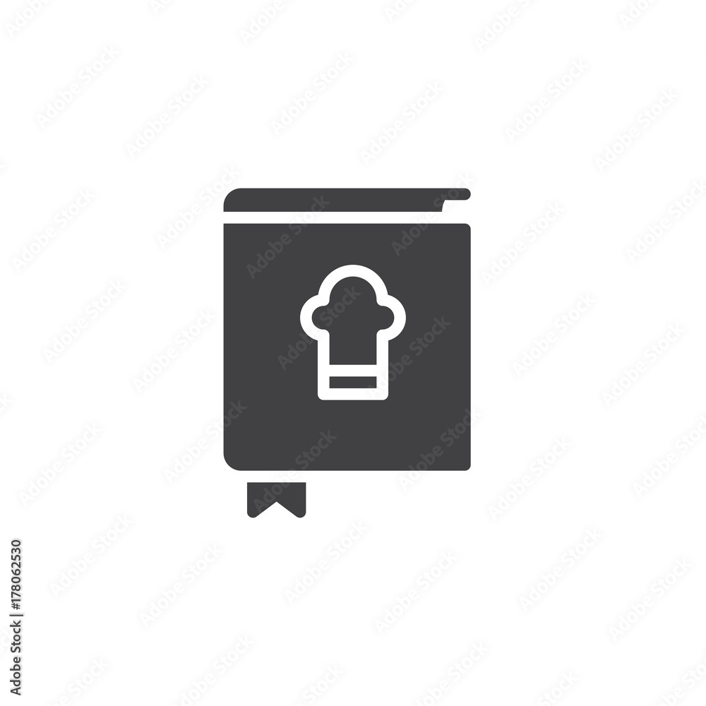 Cookbook icon vector, filled flat sign, solid pictogram isolated on white. Book of recipes symbol, logo illustration. Cookbook icon vector, filled flat sign, solid pictogram isolated on white. Book of recipes symbol, logo illustration.