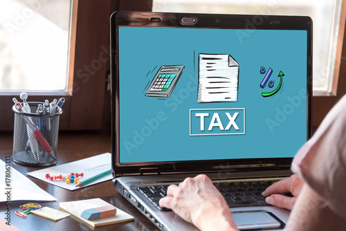 Tax concept on a laptop screen