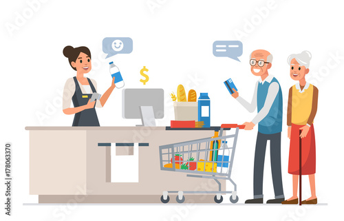 elderly family shopping