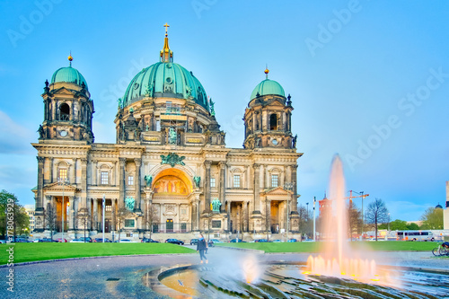 Twilight at Berlin Cathedral or Berliner Dom in Berlin city, Germany
