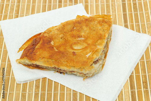 burek or pie with meat and on a paper seviettes