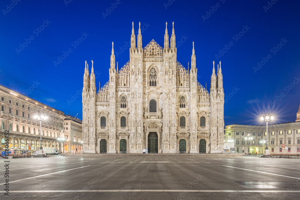 Milan Cathedral at twilight in Milan, Italy