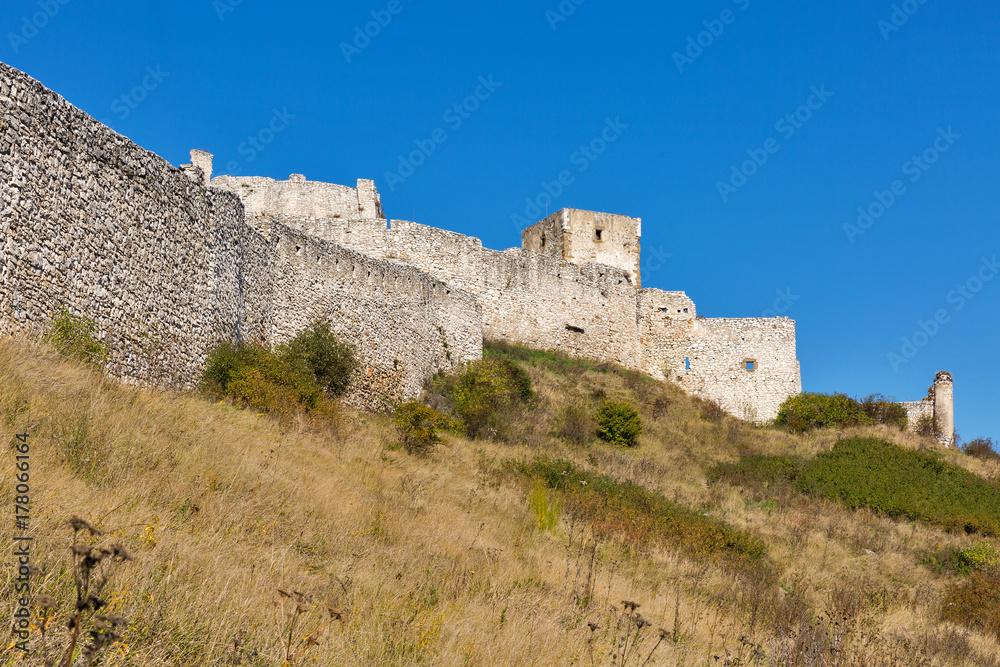 Walls of Spis Castle in Slovakia.