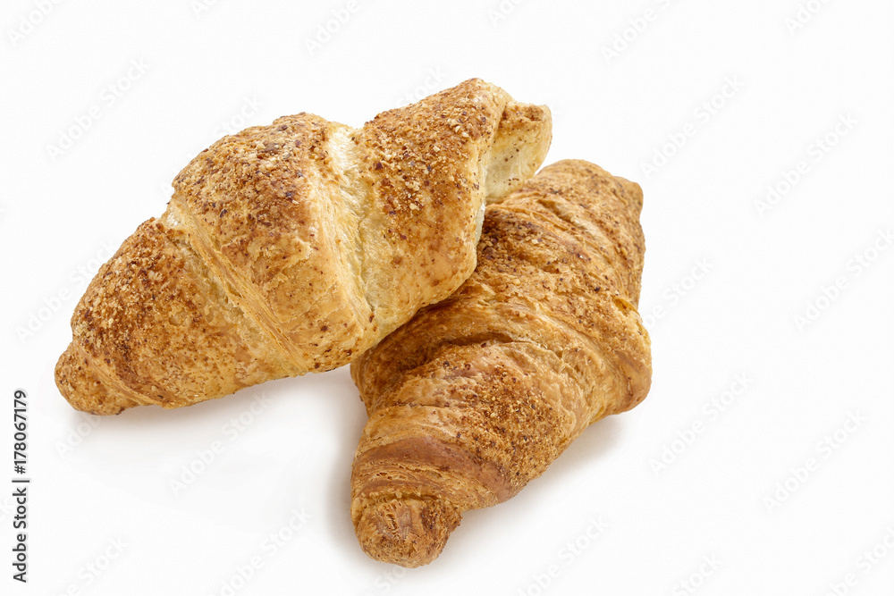 French croissants isolated on white French croissants isolated on white