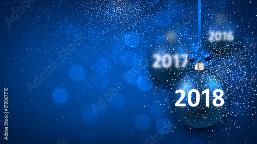 Blue shining 2018 New Year background.