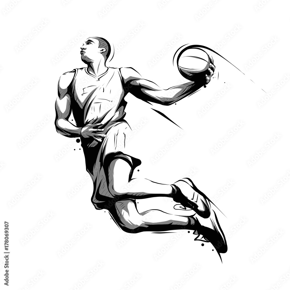 basketball player slam dunk Stock Vector | Adobe Stock