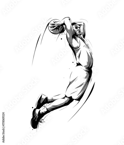basketball player dunking