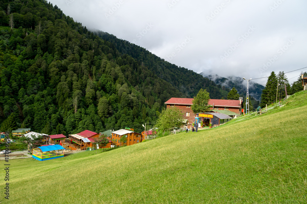 Fototapeta premium Mountain Houses in Ayder Plateau