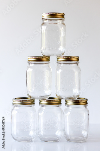 Empty Mason Jar on a white Background 