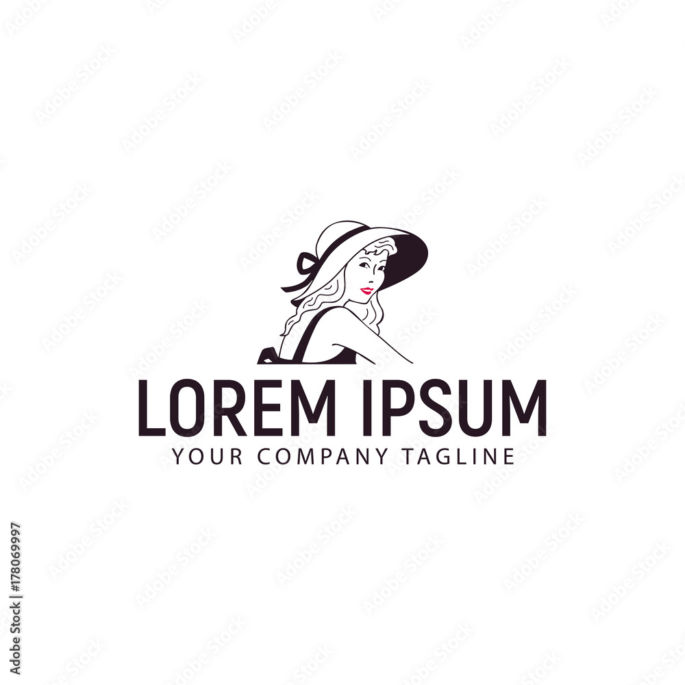 beauty woman with red lips logo design concept template beauty woman with red lips logo design concept template