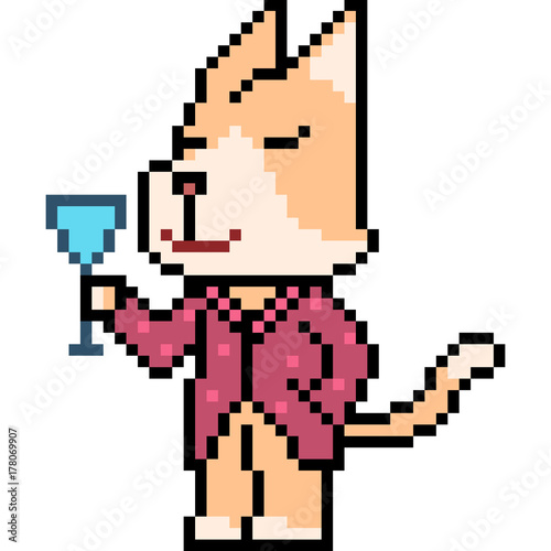 vector pixel art cat