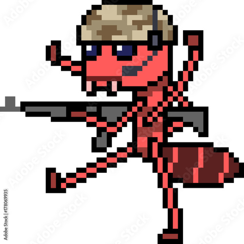 vector pixel art ant soldier