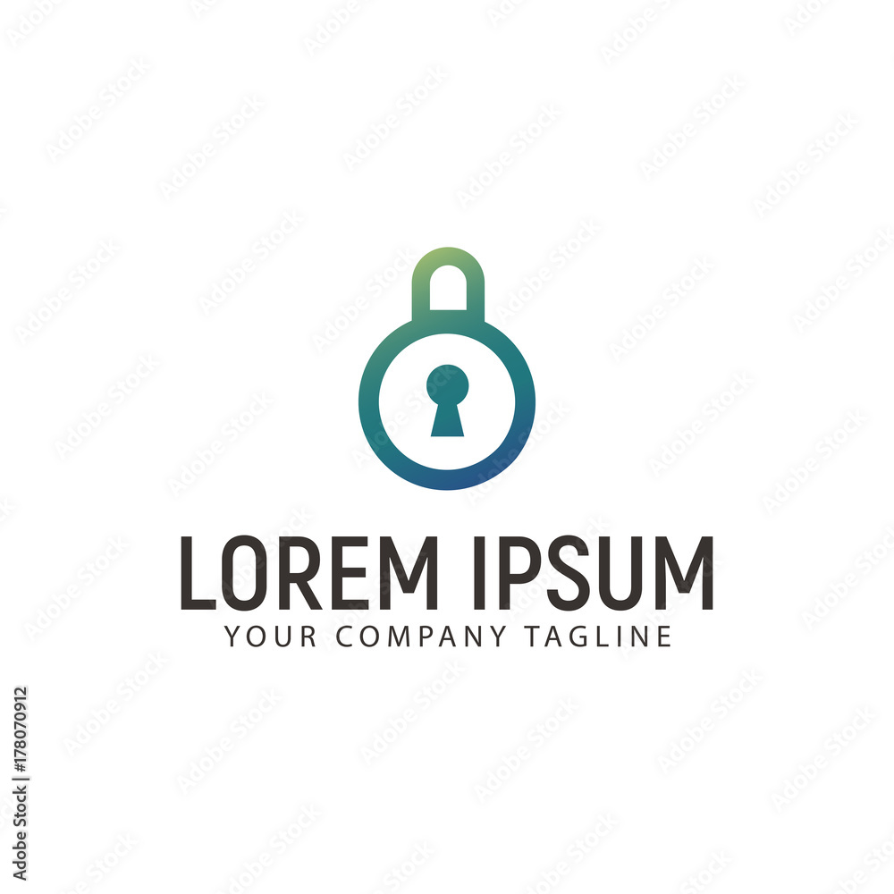 padlock logo design concept template