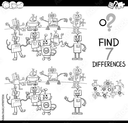 differences game with robots color book