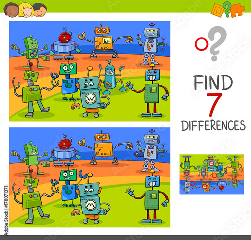 differences game with robot characters