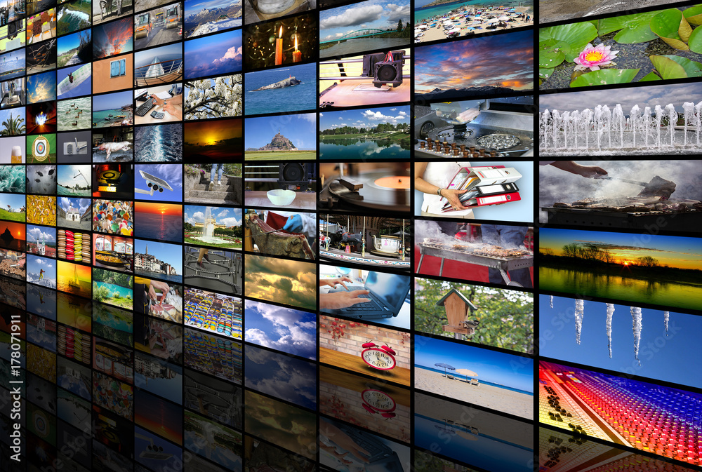 Big multimedia video and image wall of the TV screen Big multimedia video and image wall of the TV screen
