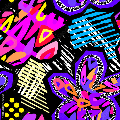 Exotic seamless tropical flowers pattern.